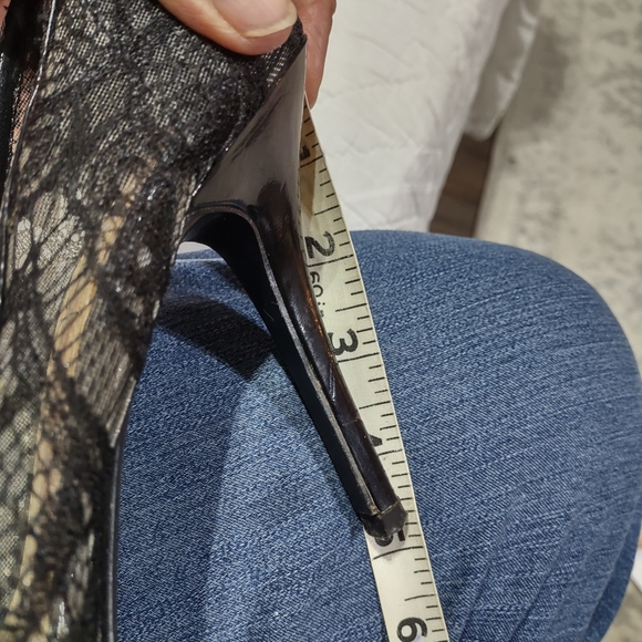 (Sh698) Deb,Black Lace Heels, 7.5,Open Toe - Picture 10 of 13